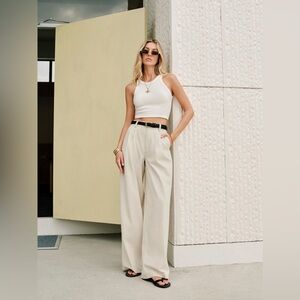 Cotton & Linen Mid-Waist Pants